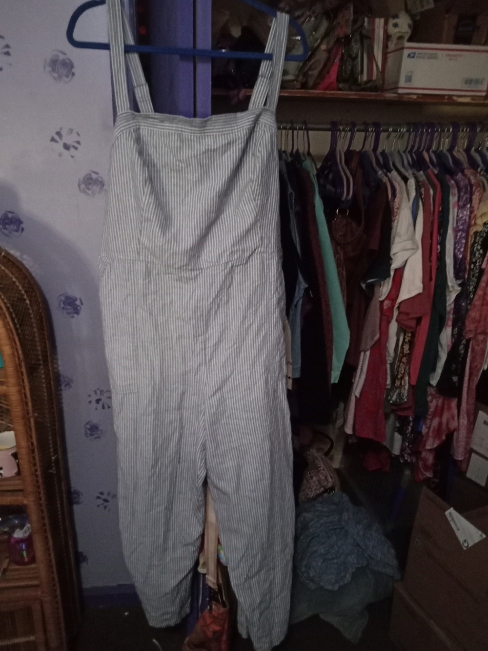 Old Navy Blue and White Striped Jumpsuit